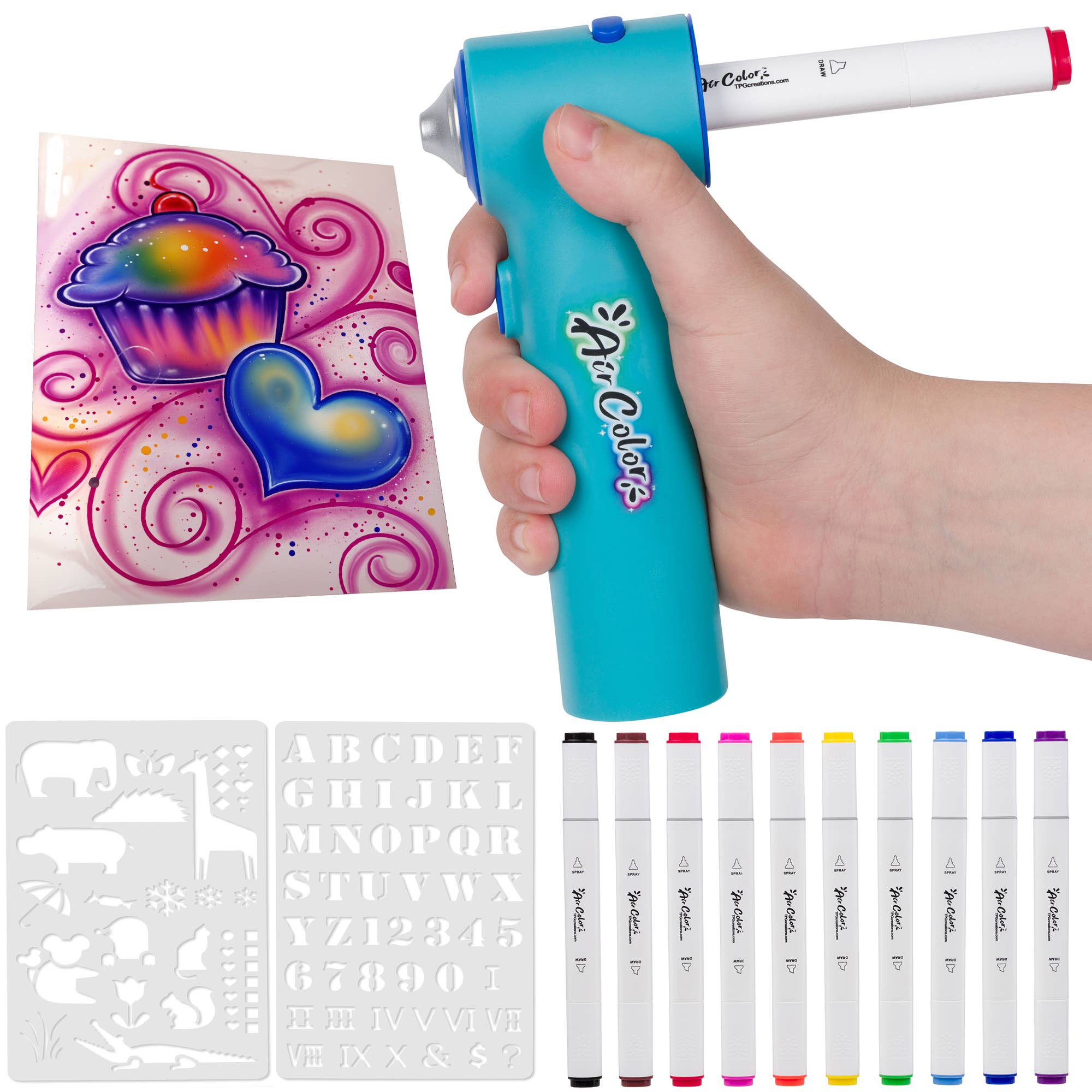 TPG Creations / The Pencil Grip - Aircolor Airbrush Kit (includes Markers & Stencils) TPG-490