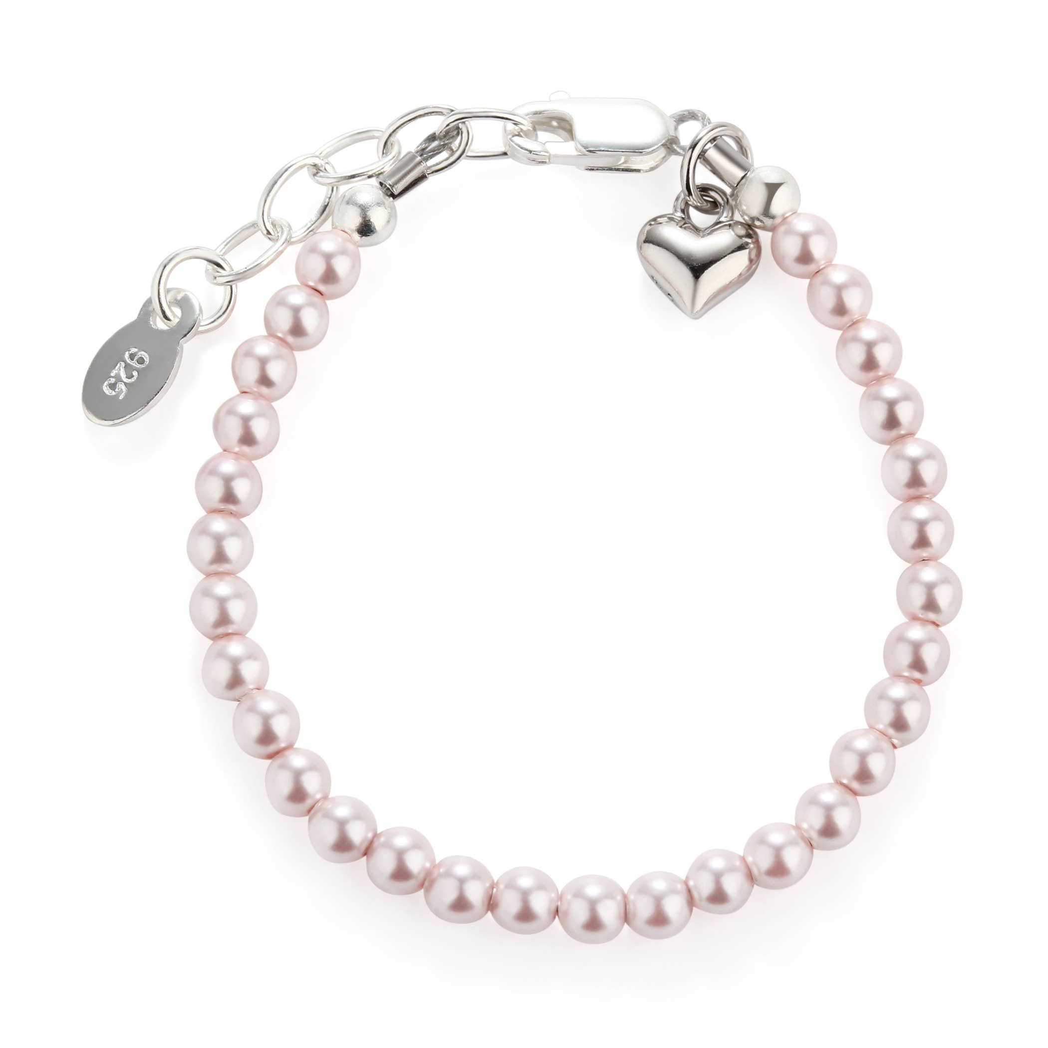 Cherished Moments - Girls Sterling Silver Dainty Pink Pearl Bracelet Baby Gift