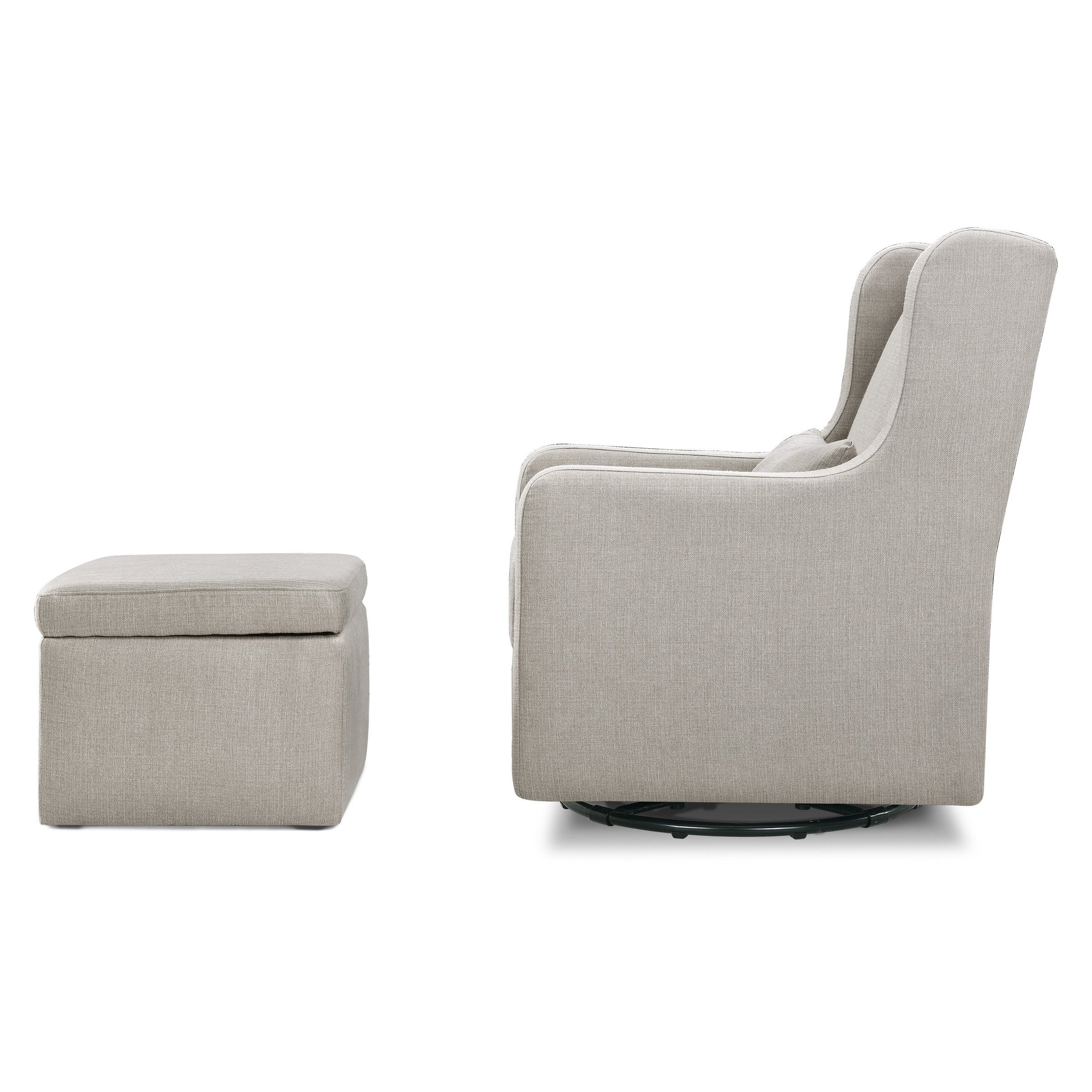 DaVinci Adrian Swivel Glider with Storage Ottoman | Water Repellent & Stain Resistant fabric