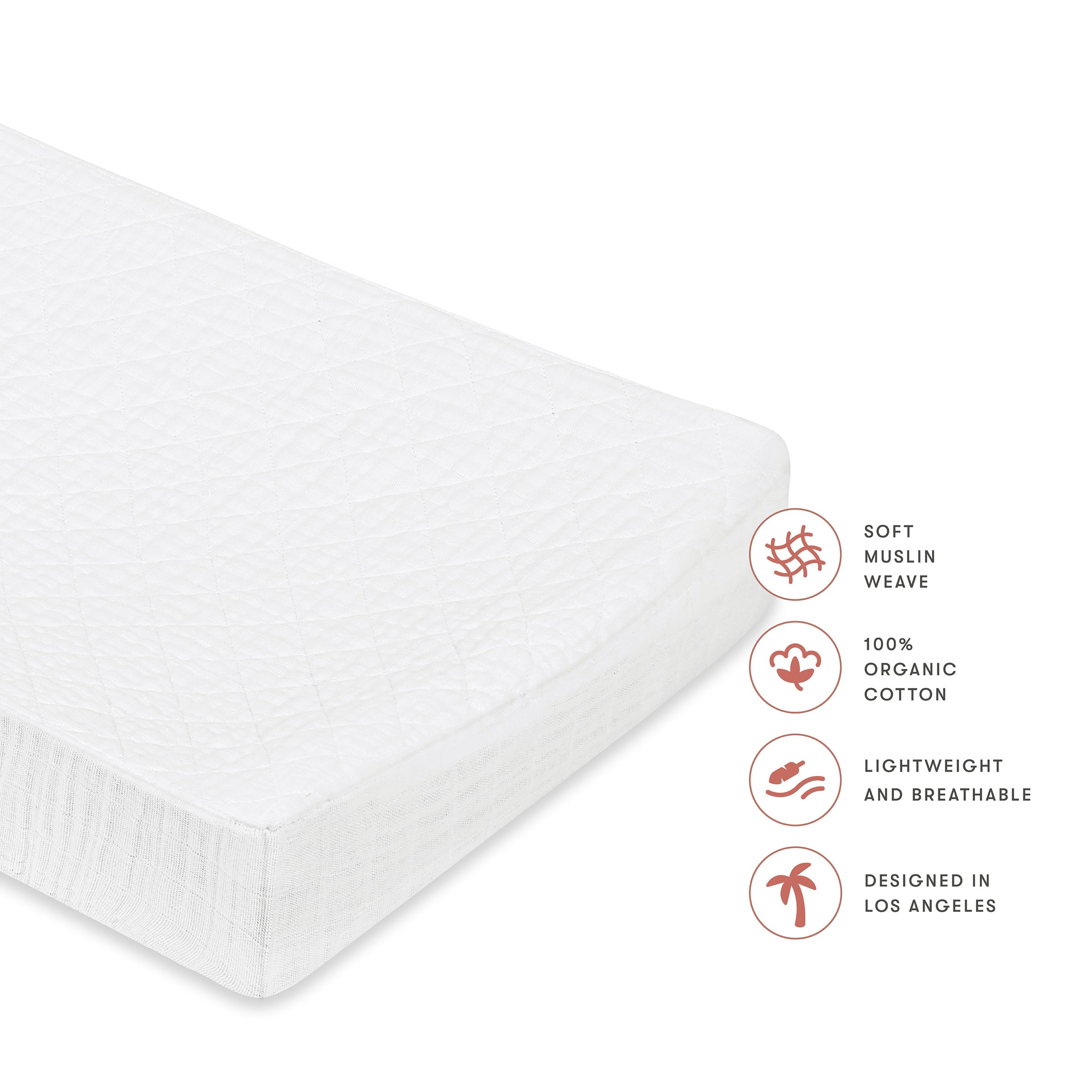 DaVinci Quilted Changing Pad Cover in GOTS Certified Organic Muslin Cotton