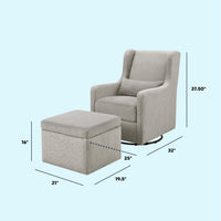 DaVinci Adrian Swivel Glider with Storage Ottoman | Water Repellent & Stain Resistant fabric