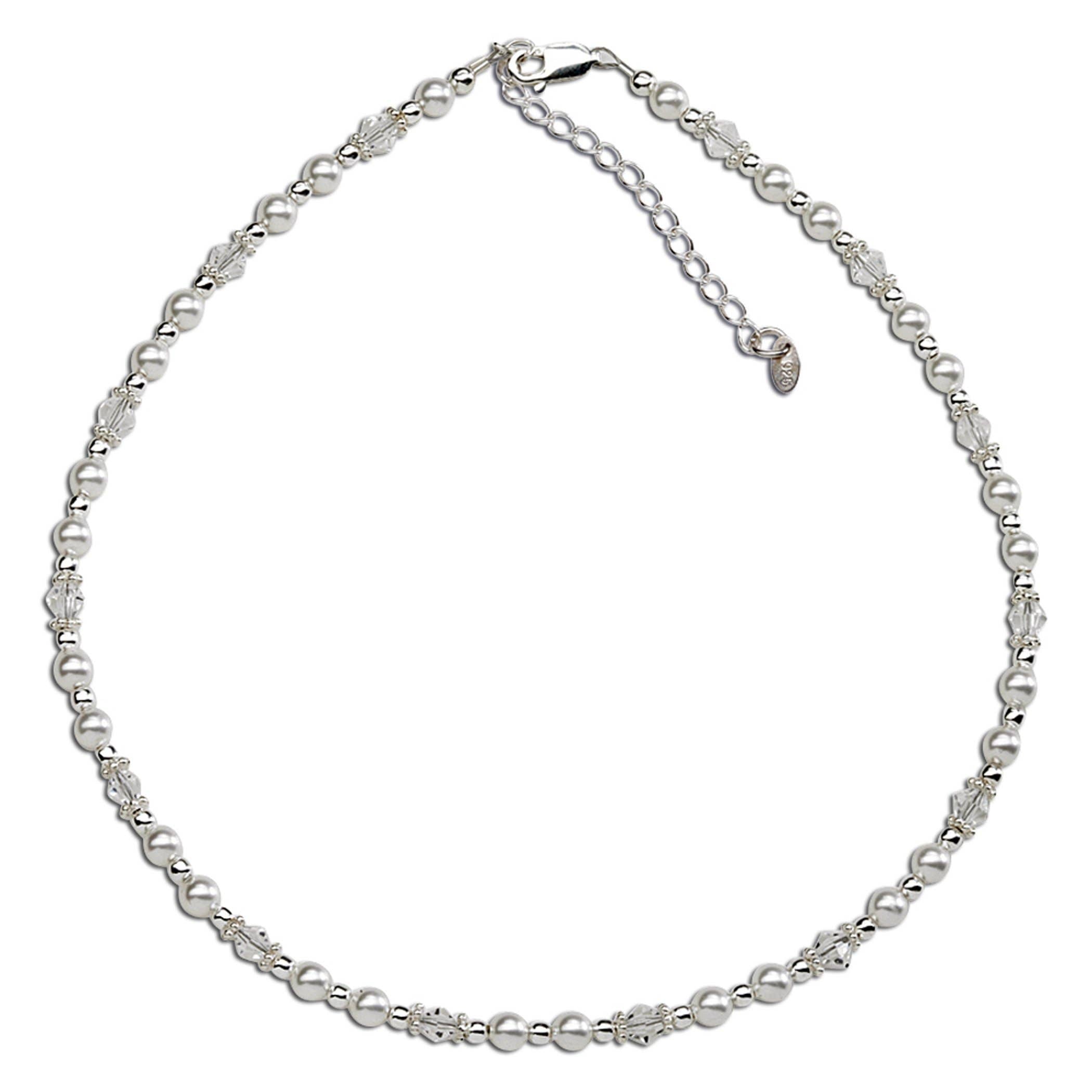 Cherished Moments - Sterling Silver Girls Pearl/Crystal Necklace for Kids - Hope