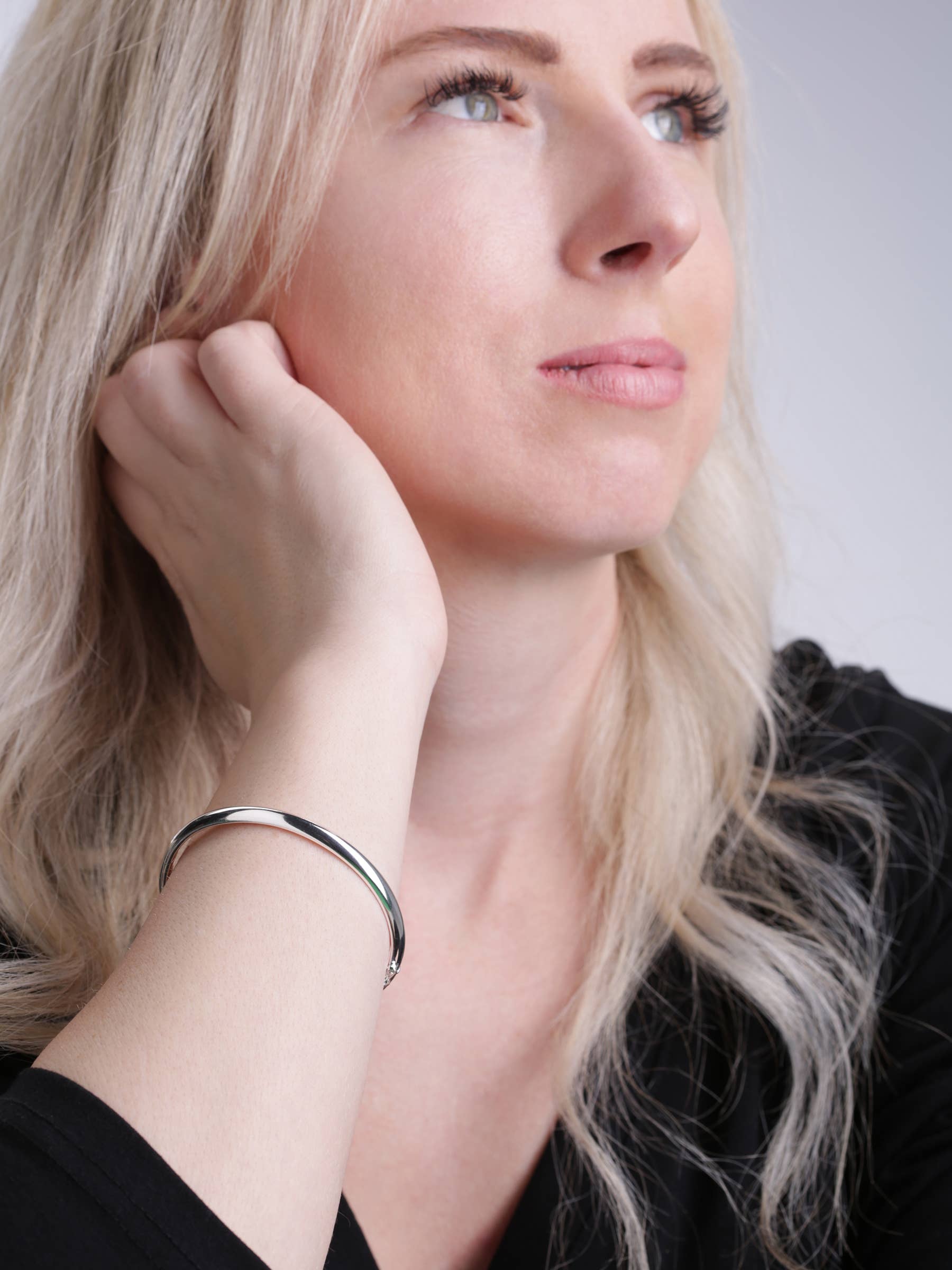 Cherished Moments - Classic Silver Bangle Bracelets for Babies, Kids or Women