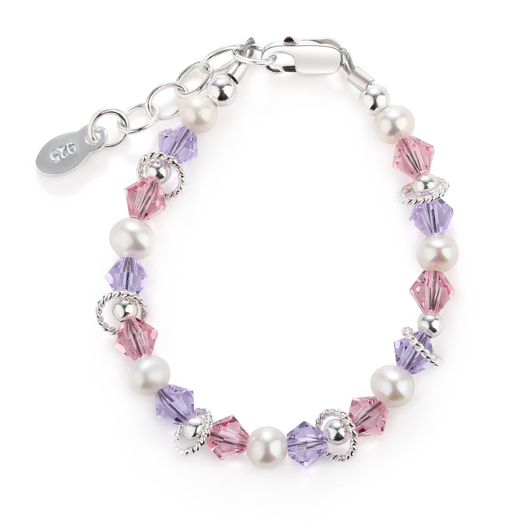 Cherished Moments - Girls Sterling Silver Multi-Color Pearl Baby & Kids Bracelet