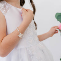 Cherished Moments - Silver Pearl Cross Baby Bracelet Baptism & Communion Gift