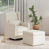 DaVinci Adrian Swivel Glider with Storage Ottoman | Water Repellent & Stain Resistant fabric