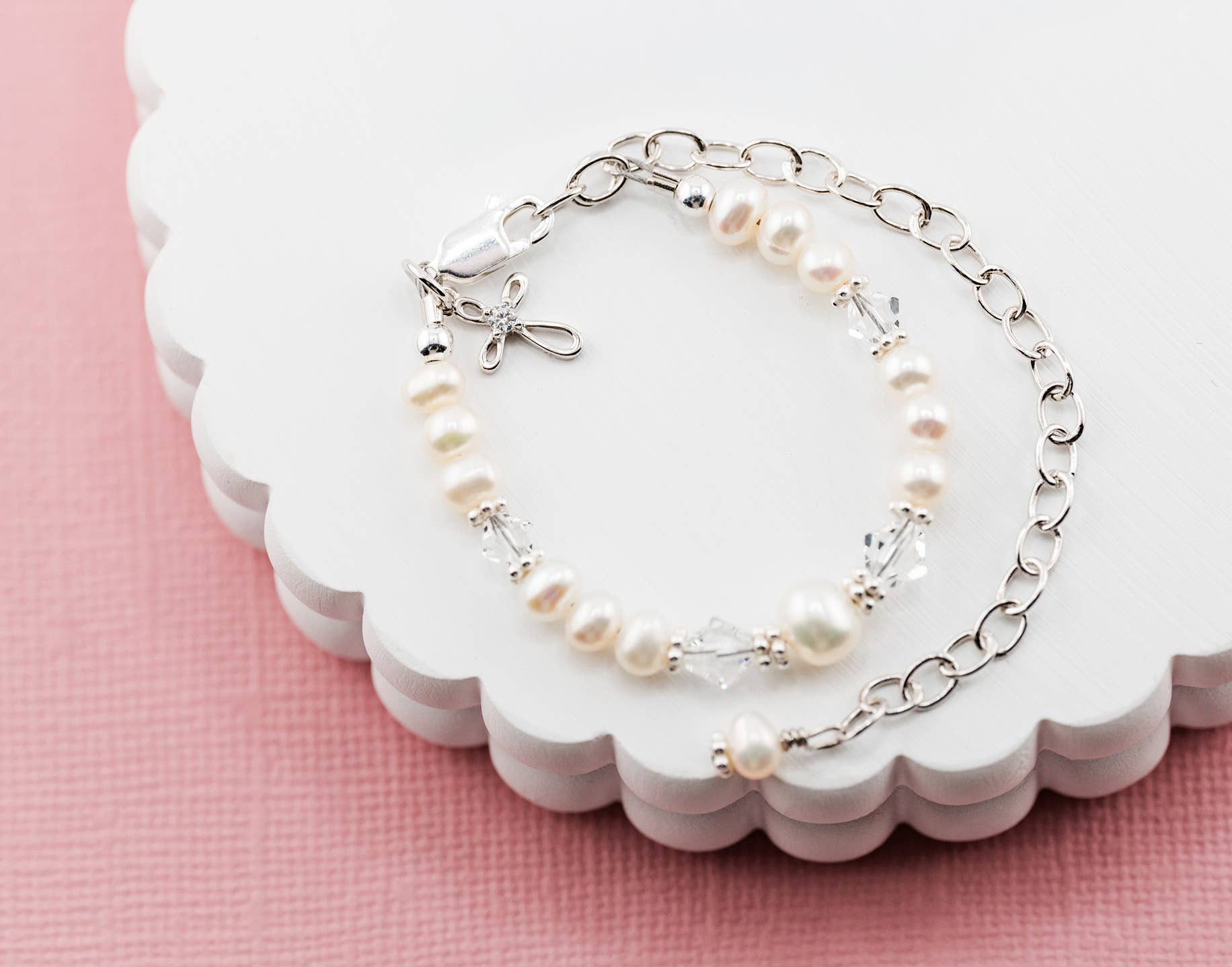 Cherished Moments - Baptism to Bride™  Baby Cross Bracelet Gift for Baby Girl