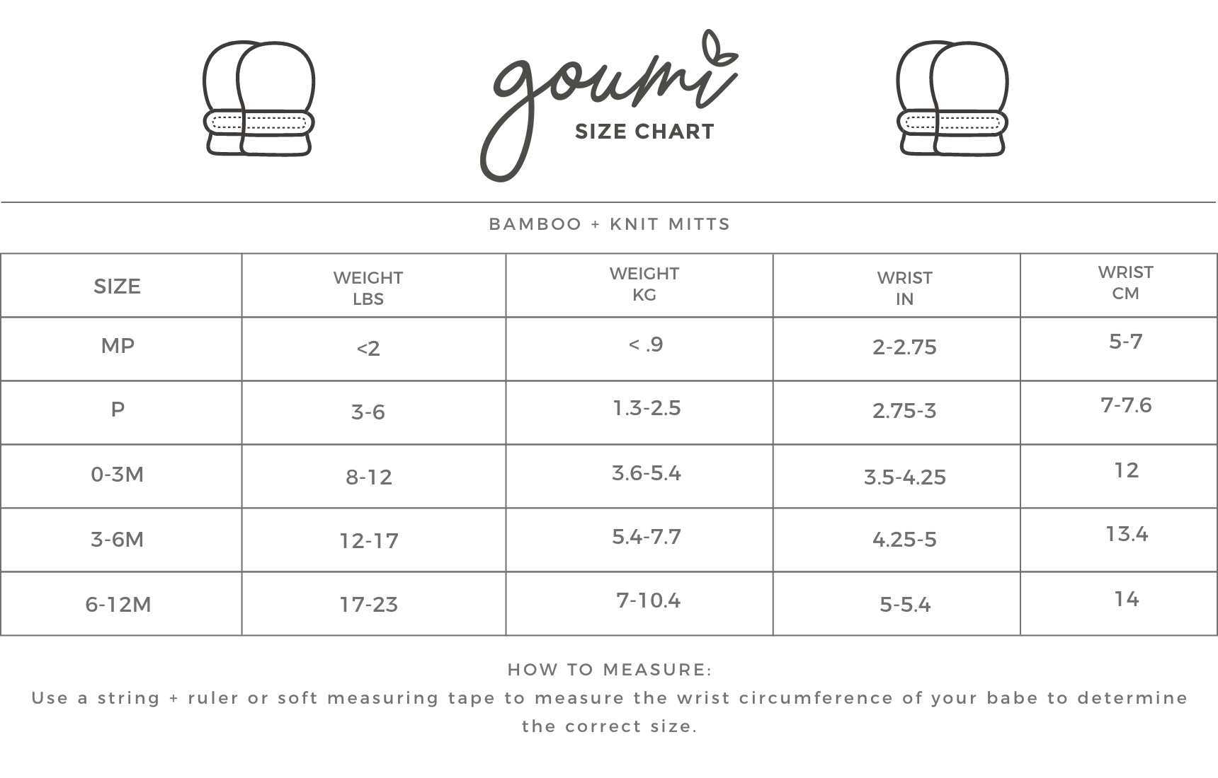 goumikids - Stay On Baby Mitts - Storm Gray