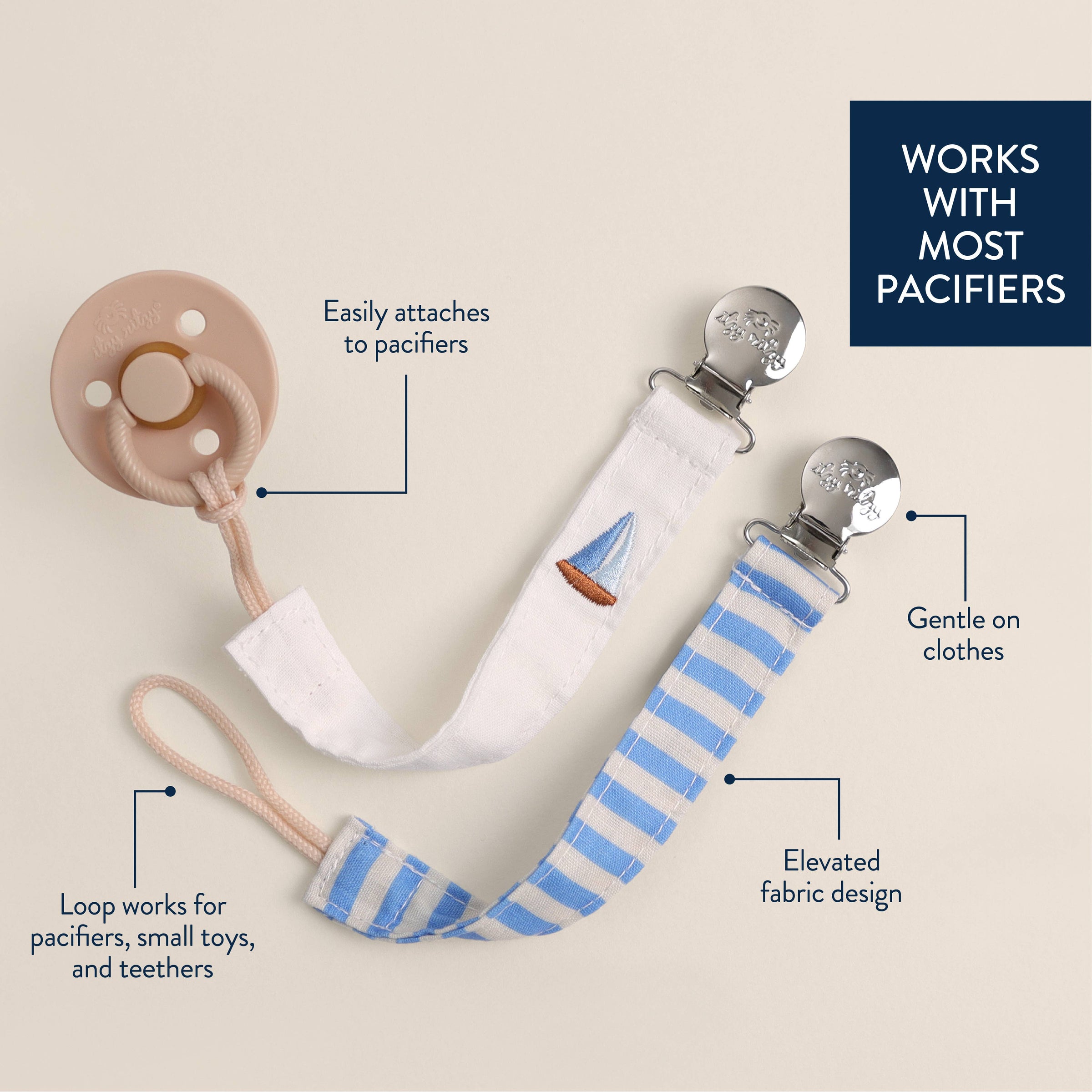 Itzy Ritzy Itzy Clip™ Fabric Pacifier Strap