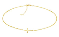 Cherished Moments - 14K Gold-Plated Girls Horizontal Cross Necklace Kids & Women