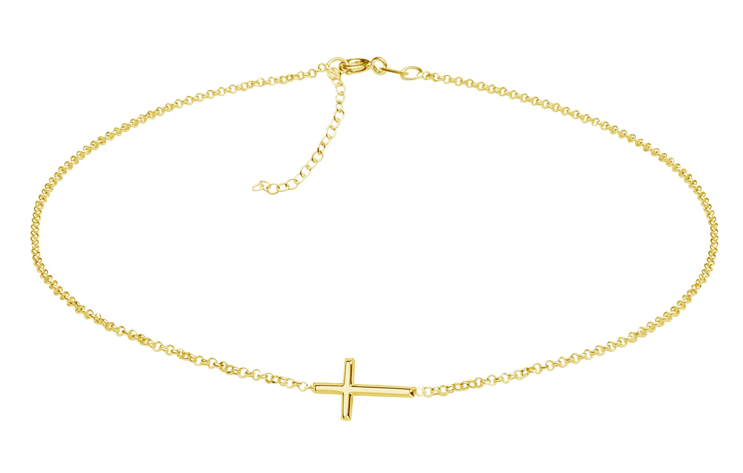 Cherished Moments - 14K Gold-Plated Girls Horizontal Cross Necklace Kids & Women