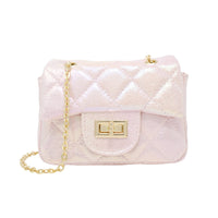 Tiny Treats Classic Quilted Shiny Mini Bag: Purple