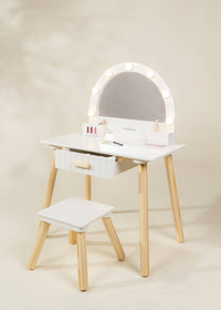 Coco Village - Wooden Play Vanity with Lighted Mirror & Stool