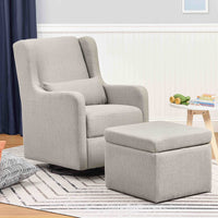 DaVinci Adrian Swivel Glider with Storage Ottoman | Water Repellent & Stain Resistant fabric