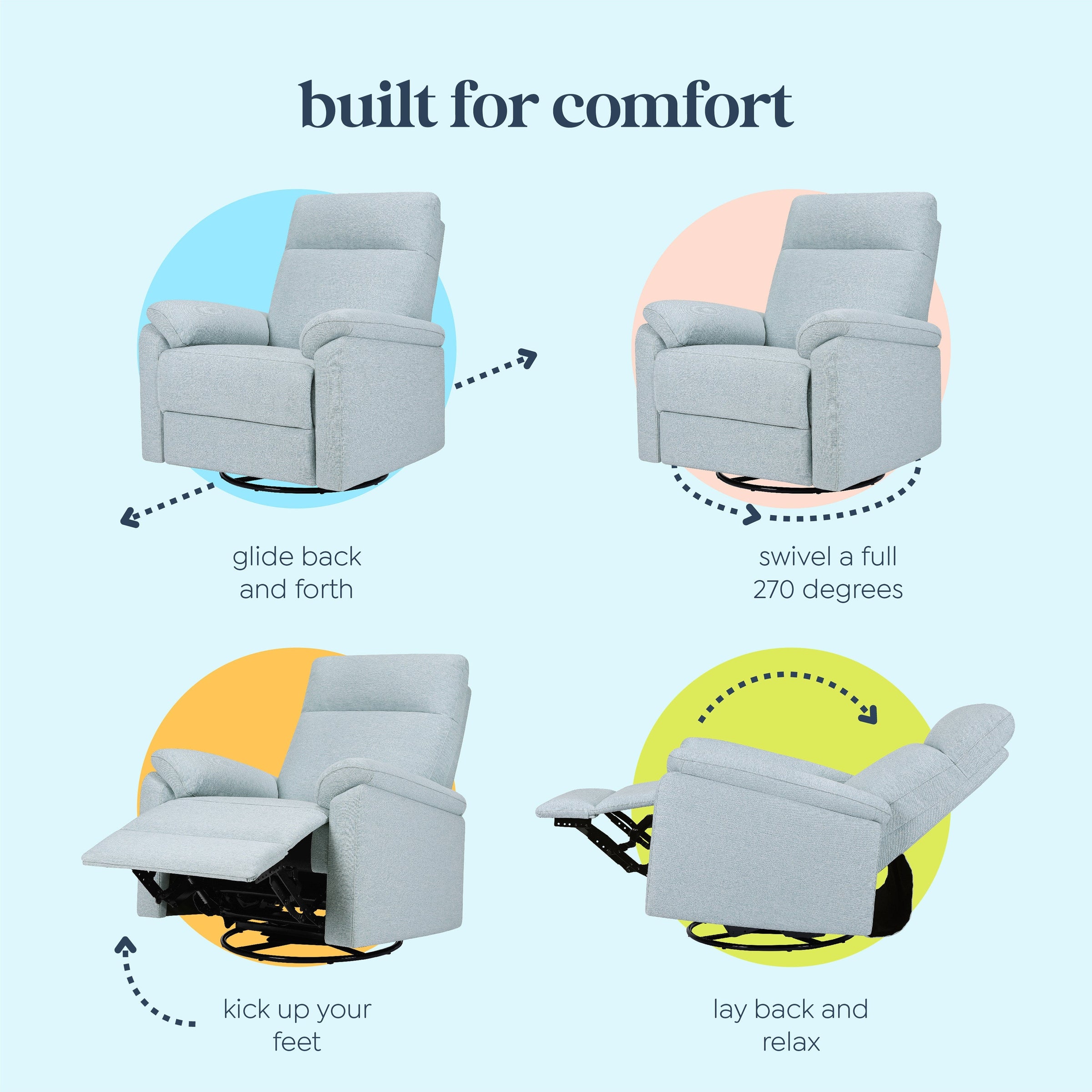 DaVinci Suzy Electronic Recliner and Swivel Glider | USB Charging Port