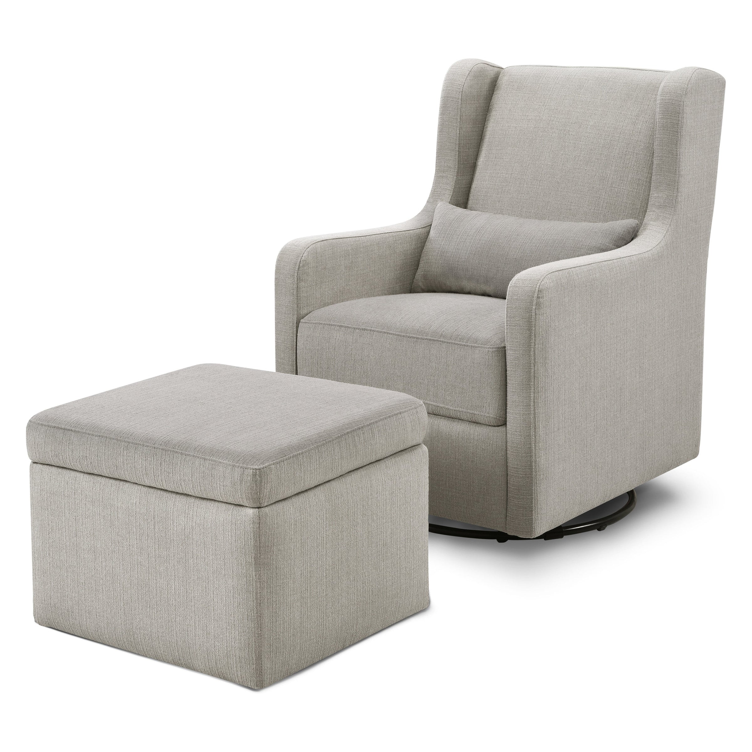 DaVinci Adrian Swivel Glider with Storage Ottoman | Water Repellent & Stain Resistant fabric