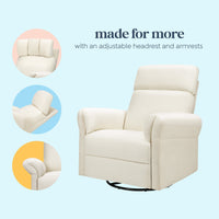 DaVinci Suzy Flex Recliner and Swivel Glider | Adjustable Headrest and Armrests