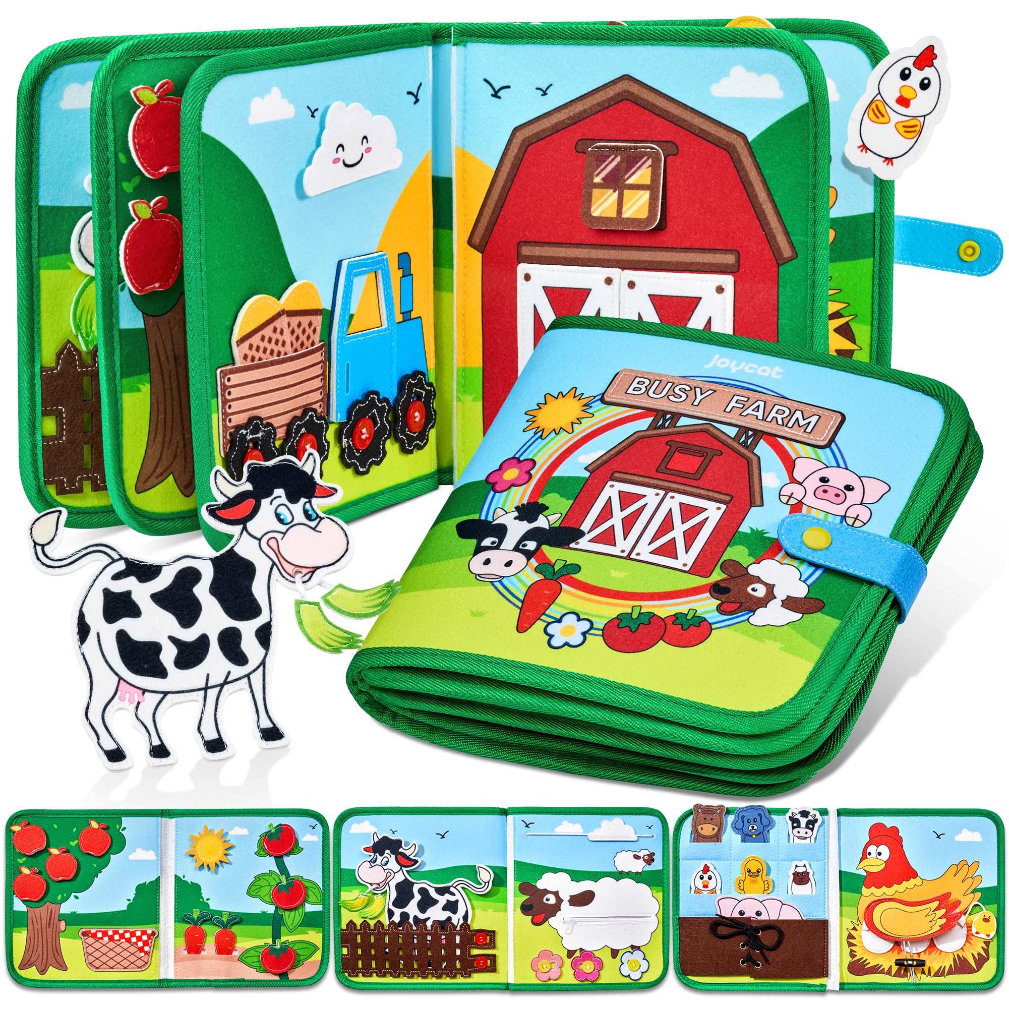 JoyCat 15-in-1 Farm Animals Montessori Busy Book