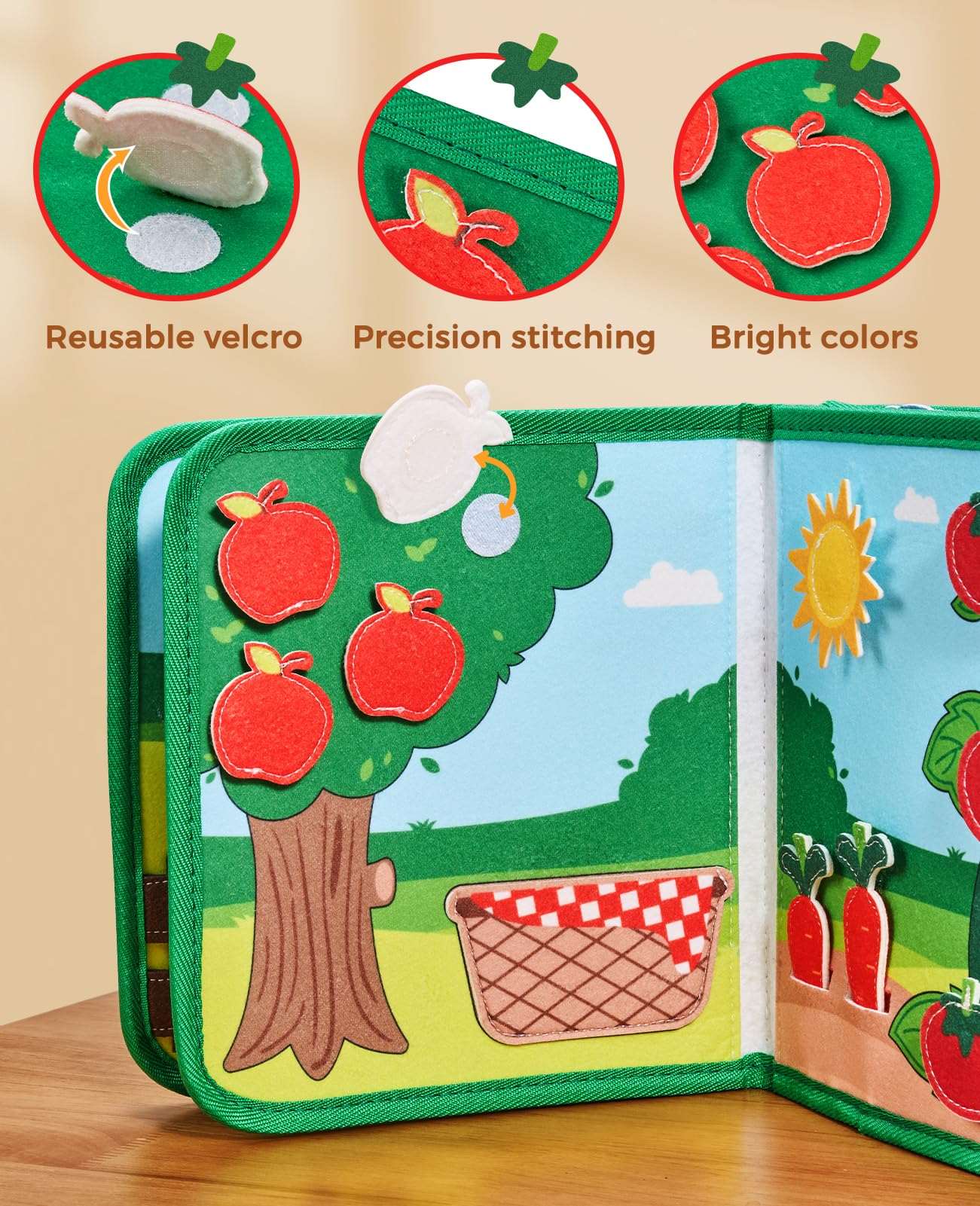 JoyCat 15-in-1 Farm Animals Montessori Busy Book