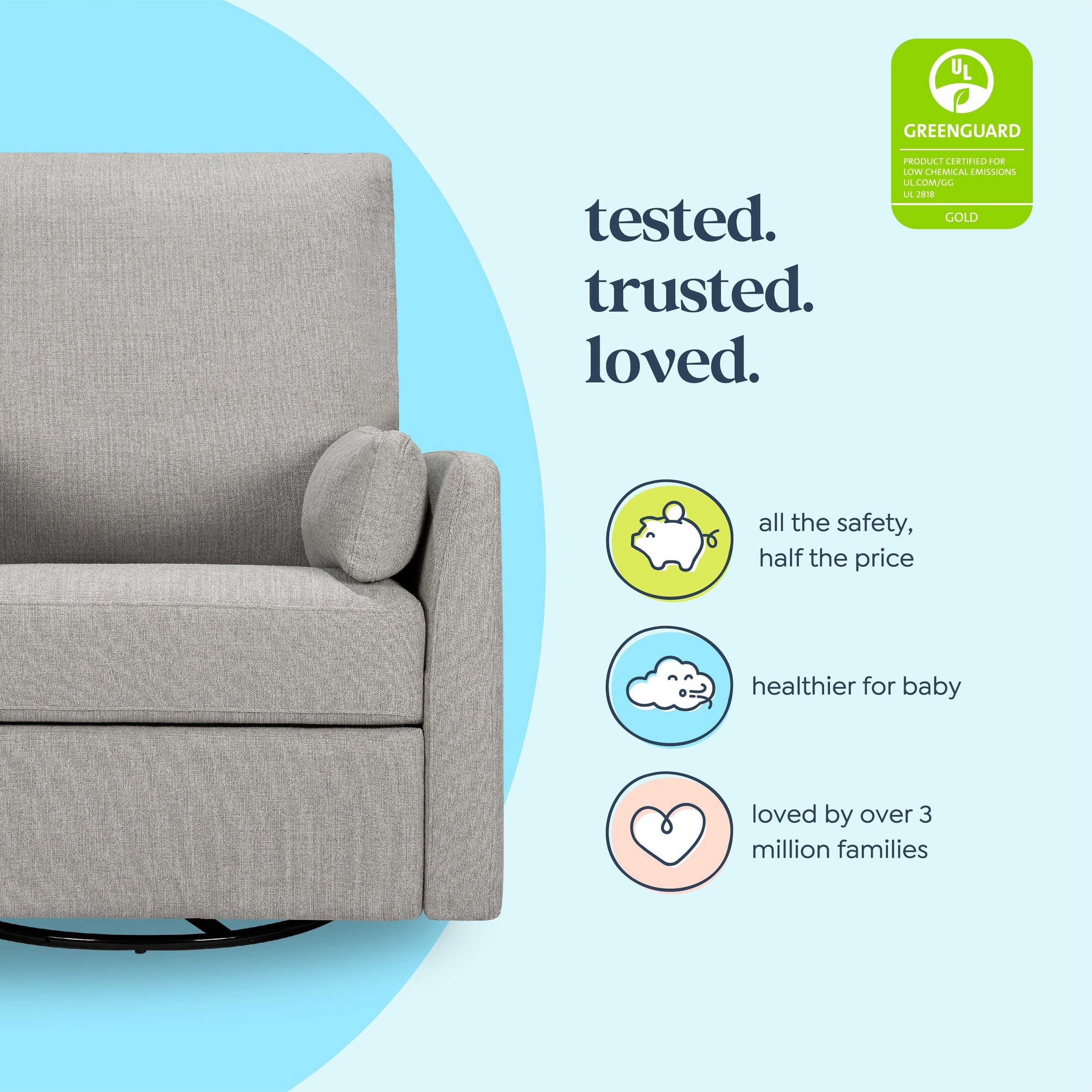 DaVinci Ethan Recliner and Swivel Glider | Water Repellent & Stain Resistant fabric