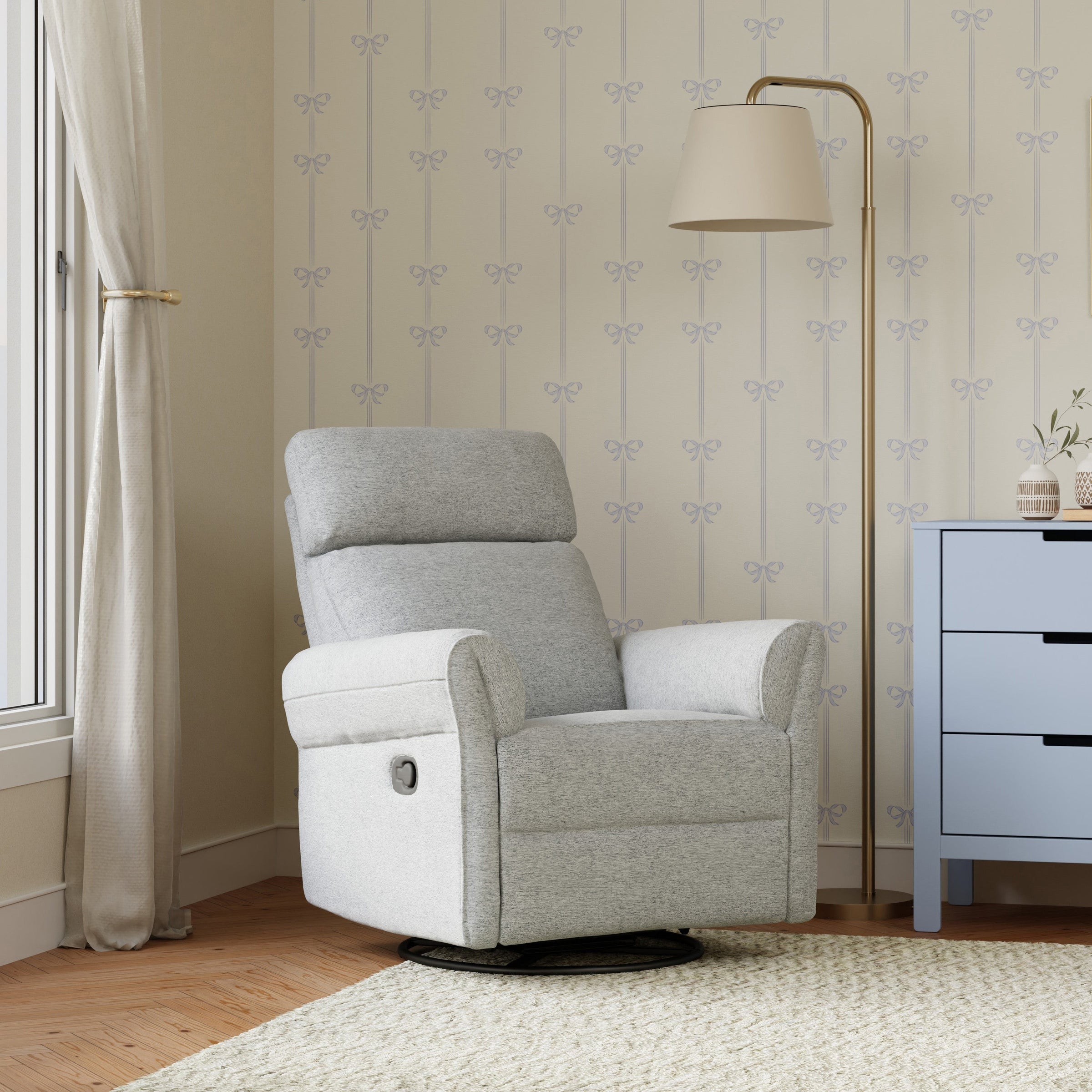 DaVinci Suzy Flex Recliner and Swivel Glider | Adjustable Headrest and Armrests