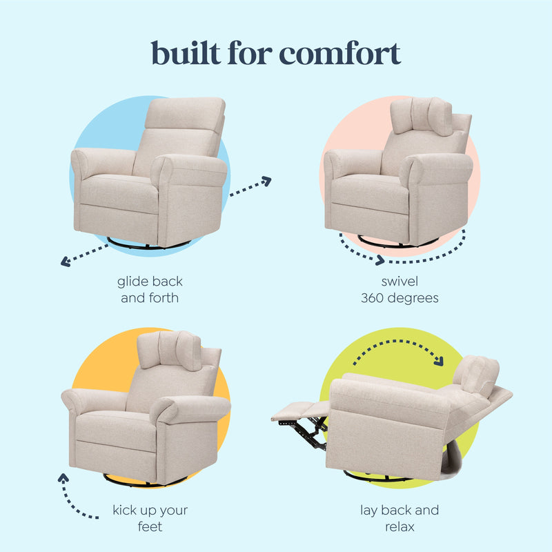 DaVinci Suzy Flex Recliner and Swivel Glider | Adjustable Headrest and Armrests