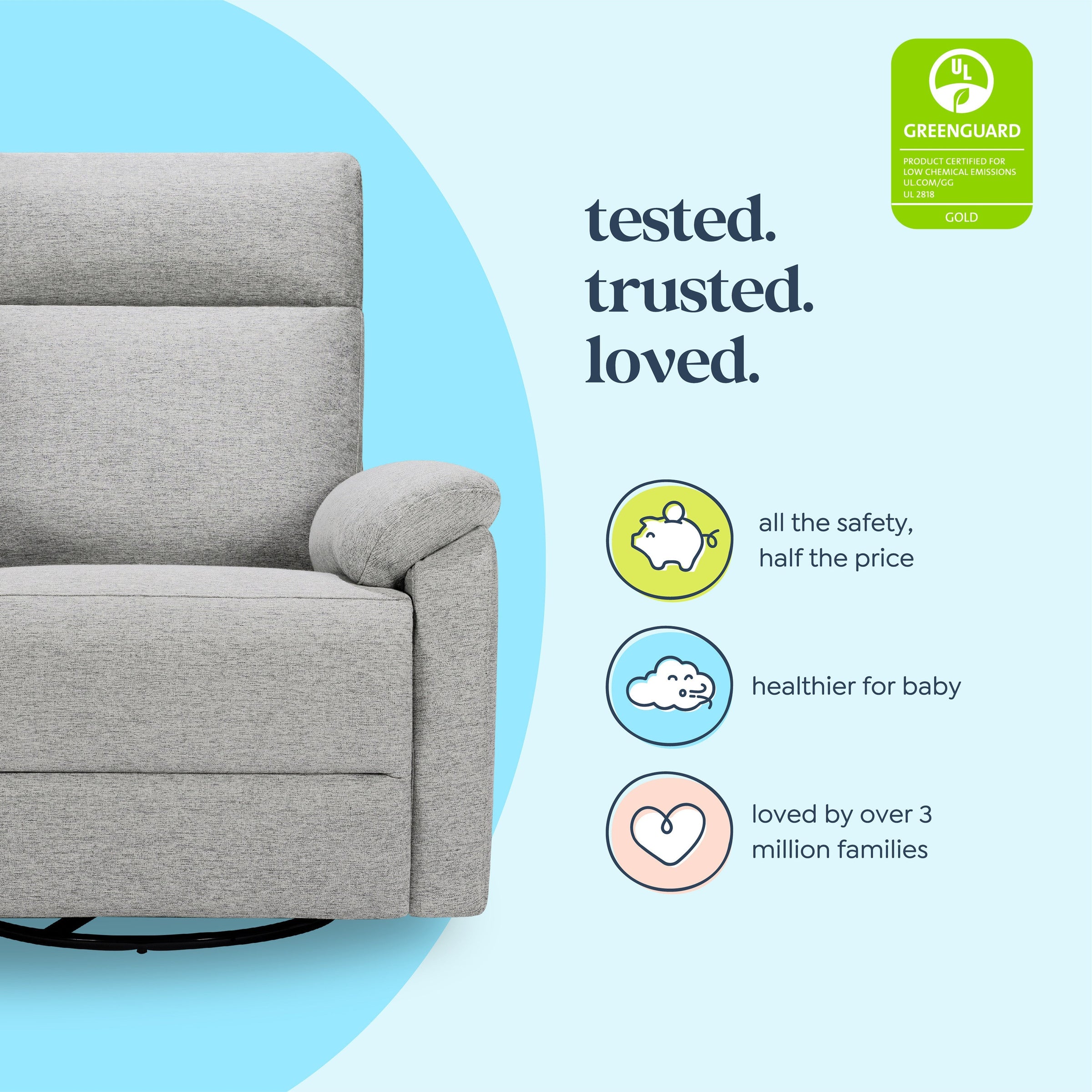 DaVinci Suzy Electronic Recliner and Swivel Glider | USB Charging Port