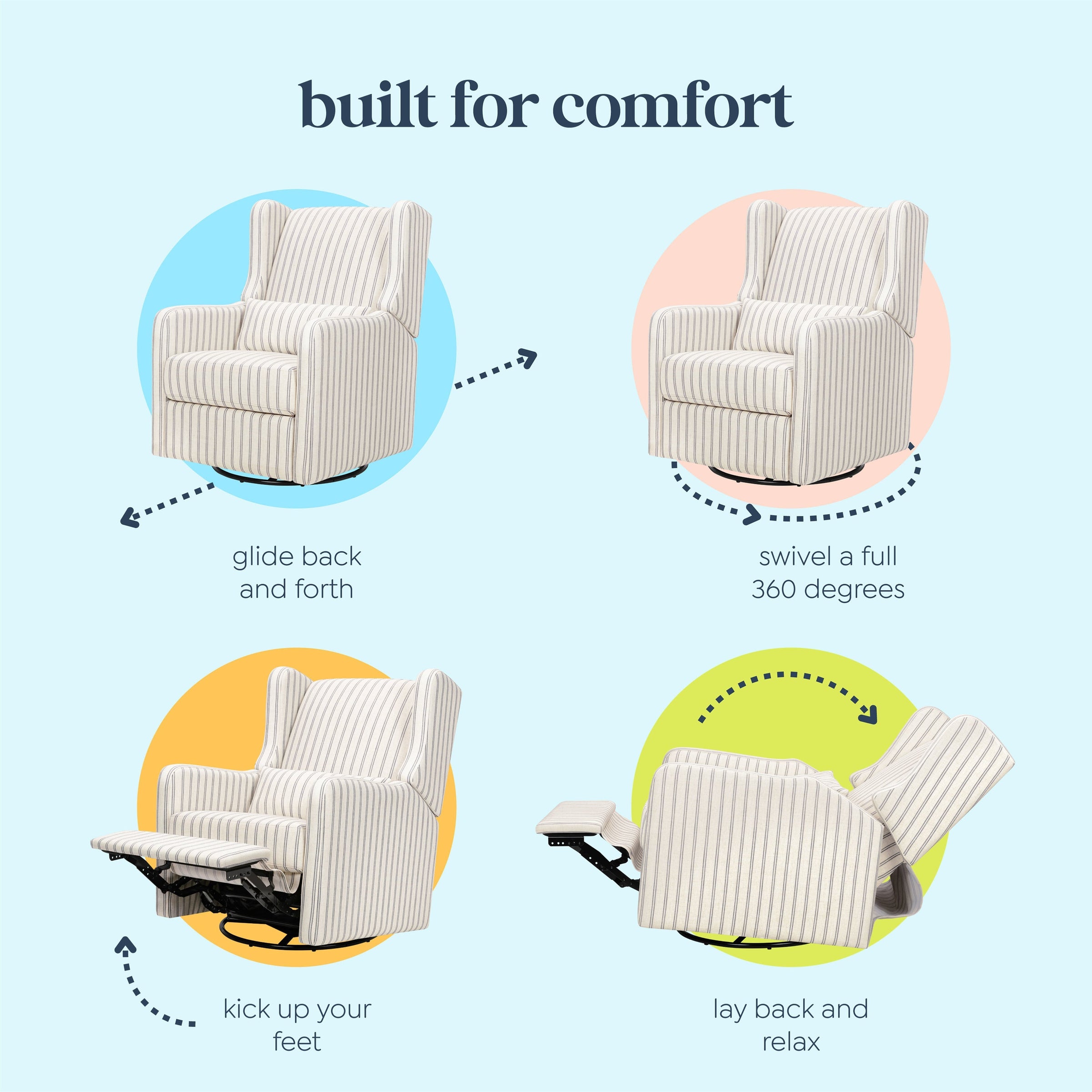 DaVinci Arlo Recliner and Swivel Glider | Water Repellent Fabric