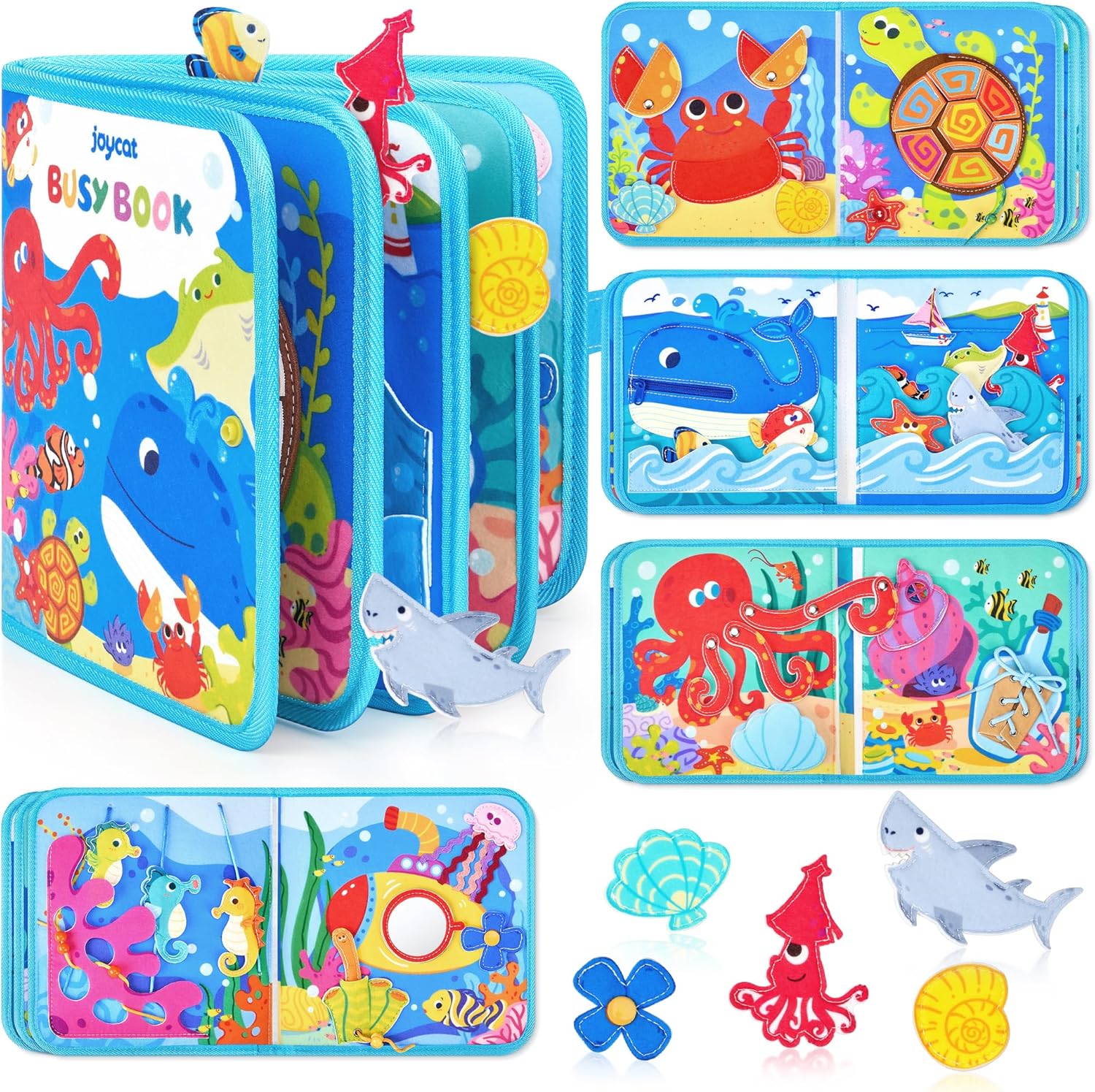 JoyCat 15-in-1 Ocean Friends Montessori Busy Book