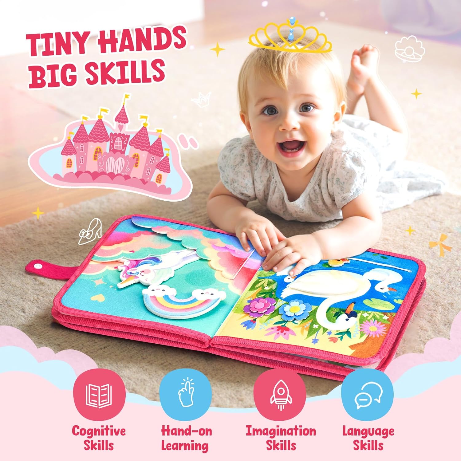 JoyCat 15-in-1 Princess Kids Montessori Busy Book