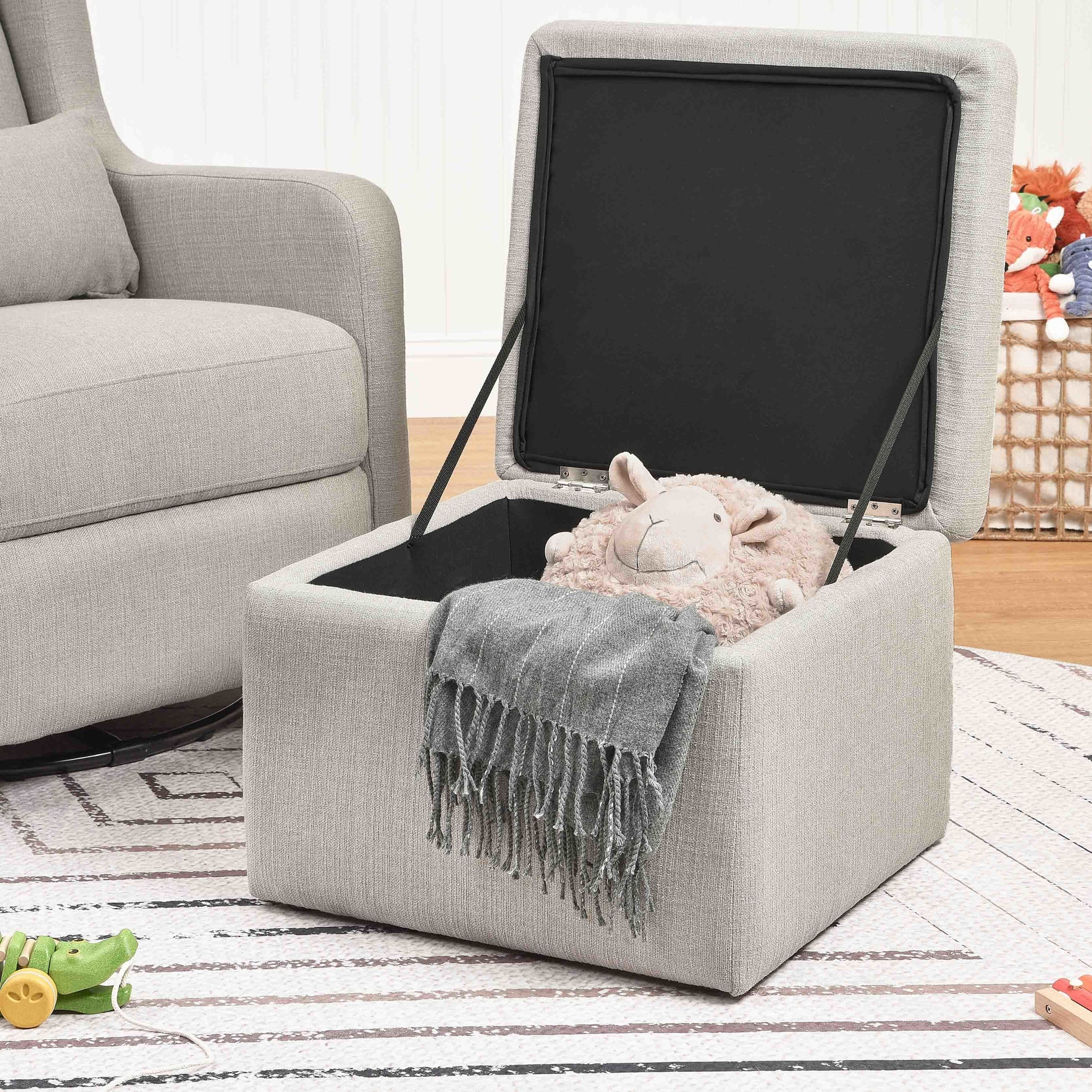 DaVinci Adrian Swivel Glider with Storage Ottoman | Water Repellent & Stain Resistant fabric