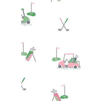 Angel Dear Baby Golf Carts Pink Smocked Peter Pan Snap Footie