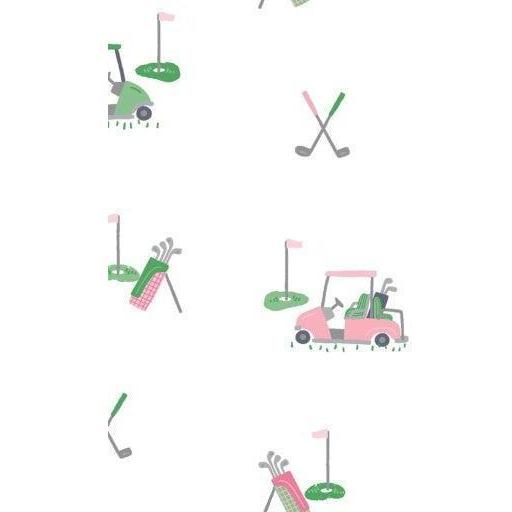 Angel Dear Baby Golf Carts Pink Smocked Peter Pan Snap Footie