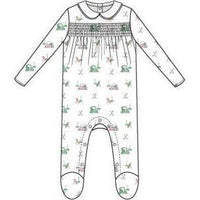 Angel Dear Baby Golf Carts Pink Smocked Peter Pan Snap Footie