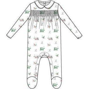 Angel Dear Baby Golf Carts Pink Smocked Peter Pan Snap Footie
