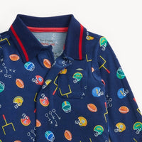 Magnetic Me First Down Fun Modal Long Sleeve Polo Romper