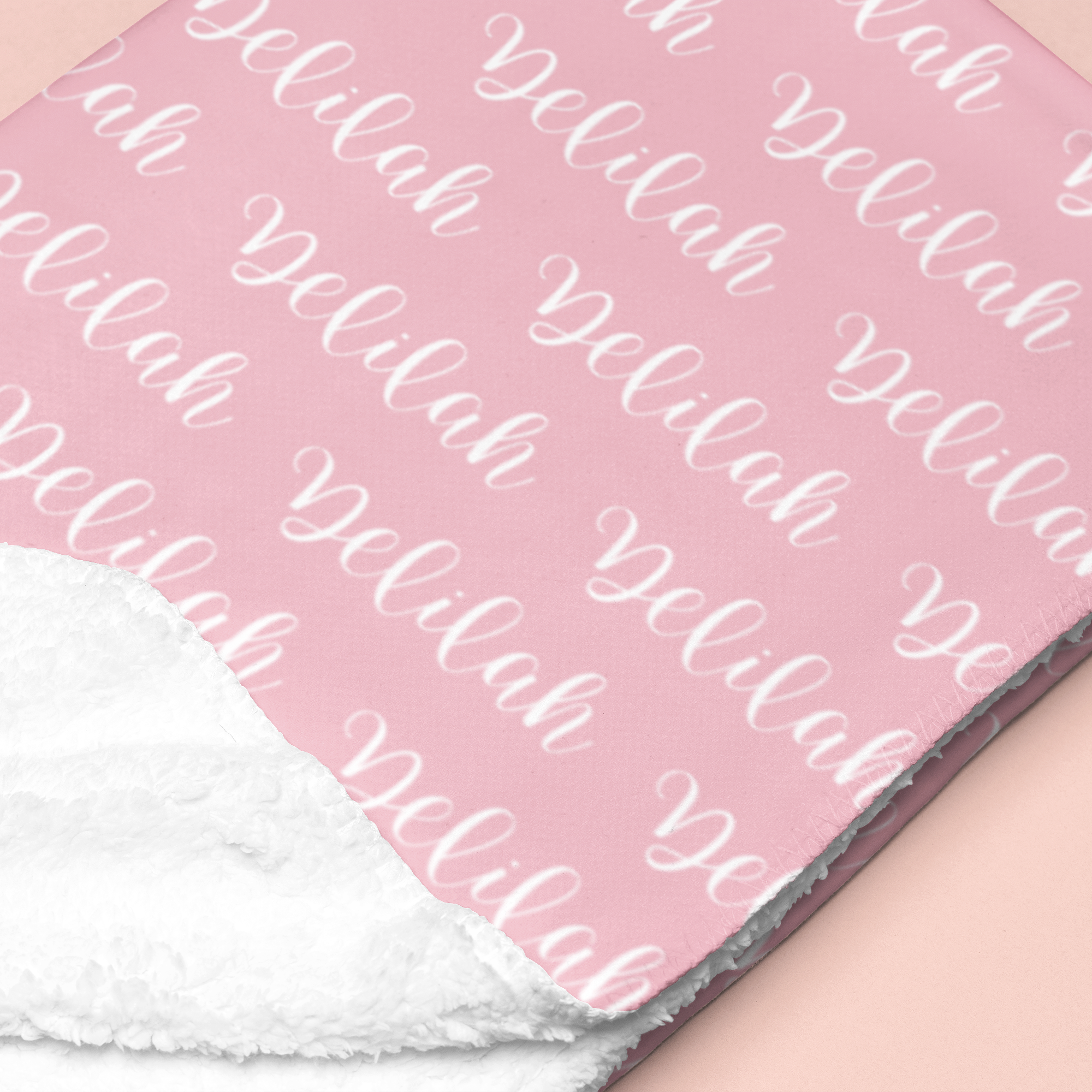Sugar + Maple Sherpa-Lined Personalized Blanket | Repeating Name