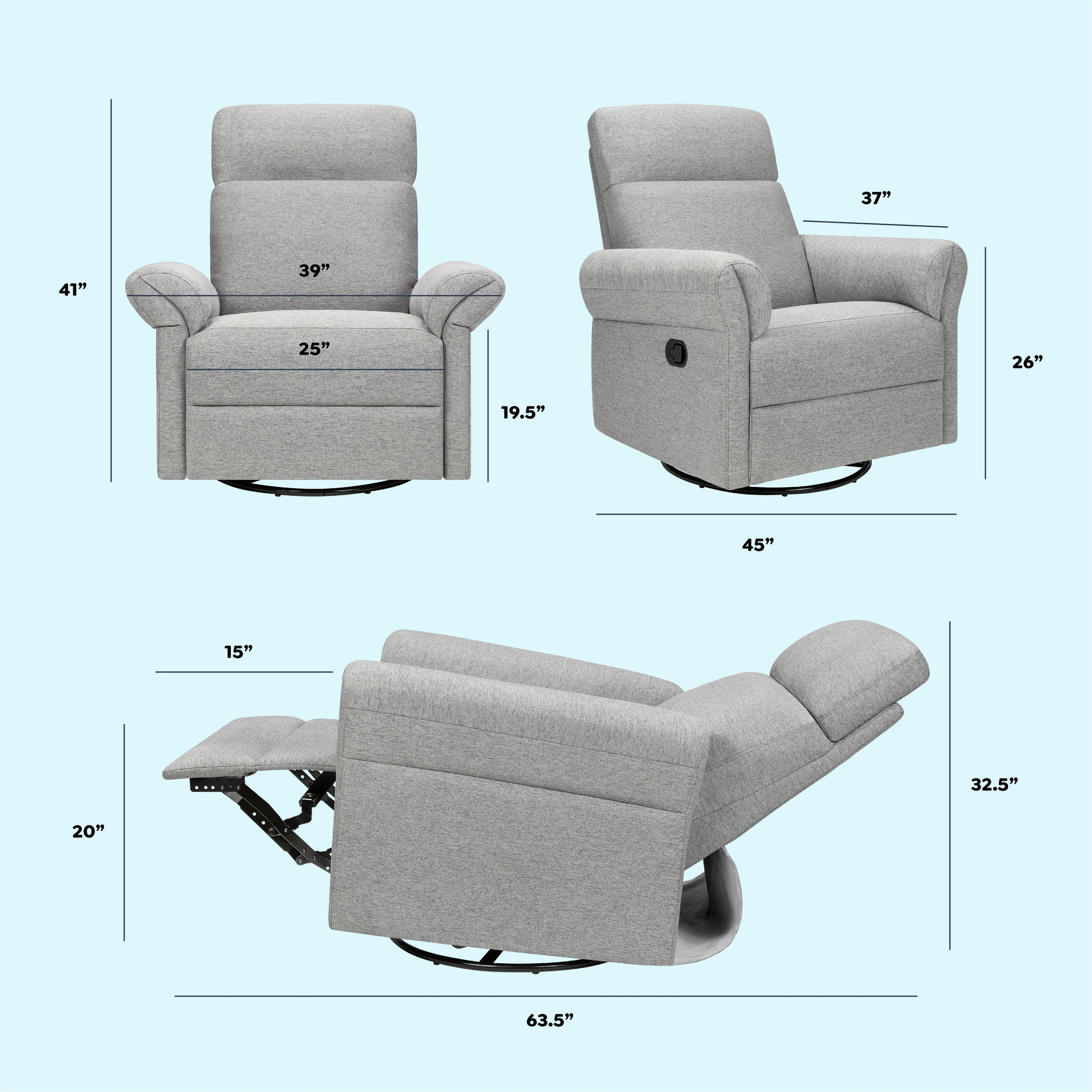 DaVinci Suzy Flex Recliner and Swivel Glider | Adjustable Headrest and Armrests