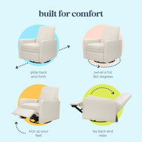 DaVinci Penny Recliner and Swivel Glider | Ivory Boucle Fabric