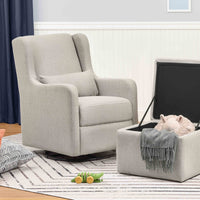 DaVinci Adrian Swivel Glider with Storage Ottoman | Water Repellent & Stain Resistant fabric