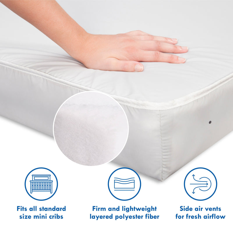 DaVinci Complete Slumber Waterproof Mini Crib Mattress | Firm support | GREENGUARD Gold Certified | Lightweight | Waterproof