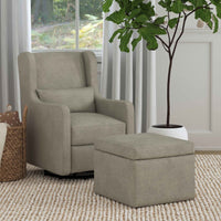 DaVinci Adrian Swivel Glider with Storage Ottoman | Water Repellent & Stain Resistant fabric