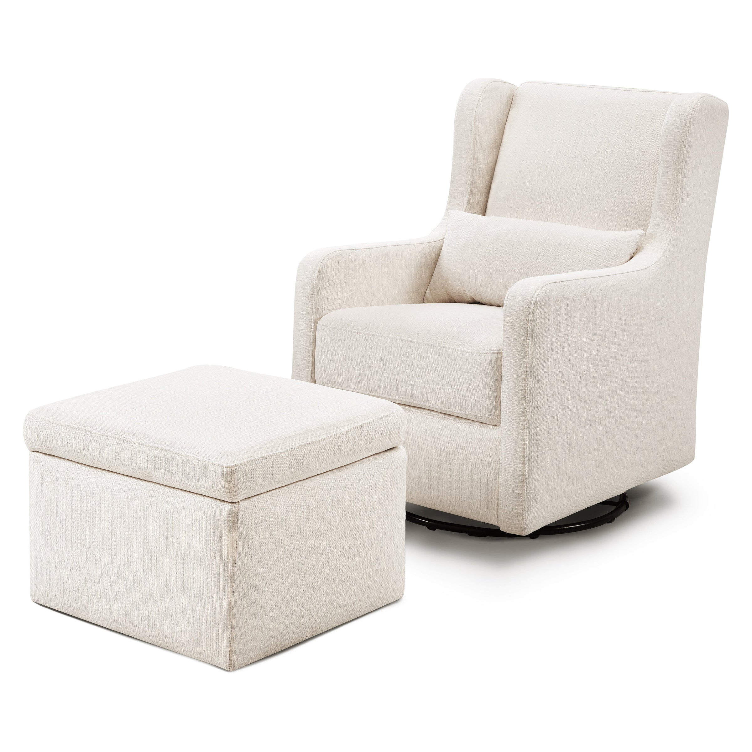 DaVinci Adrian Swivel Glider with Storage Ottoman | Water Repellent & Stain Resistant fabric