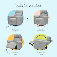 DaVinci Suzy Flex Recliner and Swivel Glider | Adjustable Headrest and Armrests