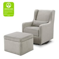 DaVinci Adrian Swivel Glider with Storage Ottoman | Water Repellent & Stain Resistant fabric
