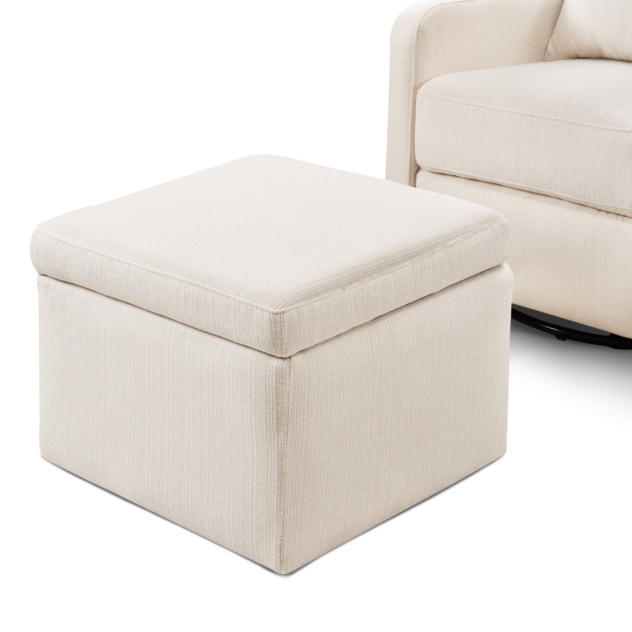 DaVinci Adrian Swivel Glider with Storage Ottoman | Water Repellent & Stain Resistant fabric