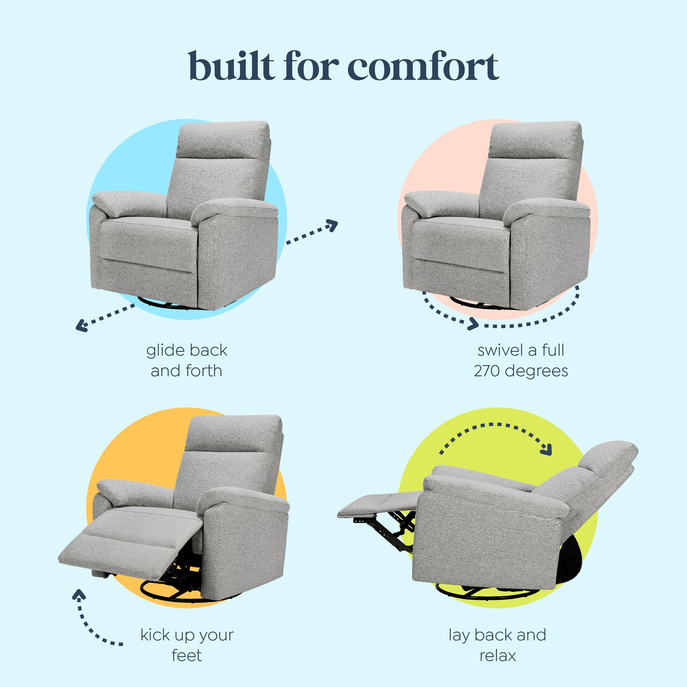 DaVinci Suzy Electronic Recliner and Swivel Glider | USB Charging Port