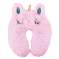 Iscream Unicorn Pink Furry Neck Pillow with Snap Closure