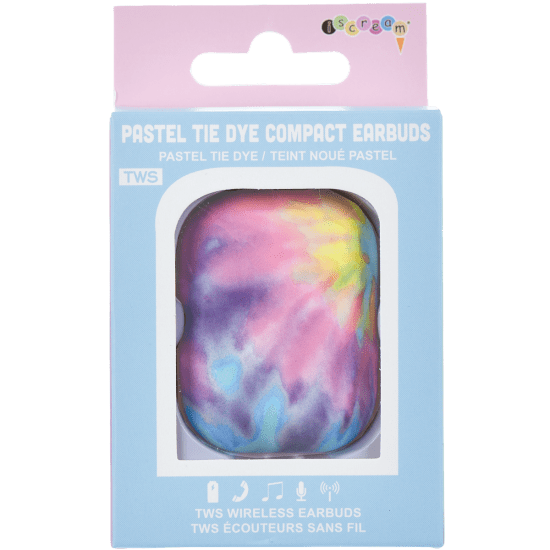 Iscream Pastel Tie Dye Compact Ear Buds - TWS Style