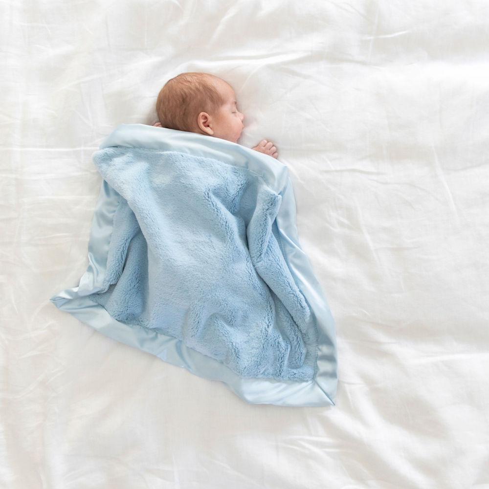 Saranoni Light Blue Lush Satin Border Mini Blanket